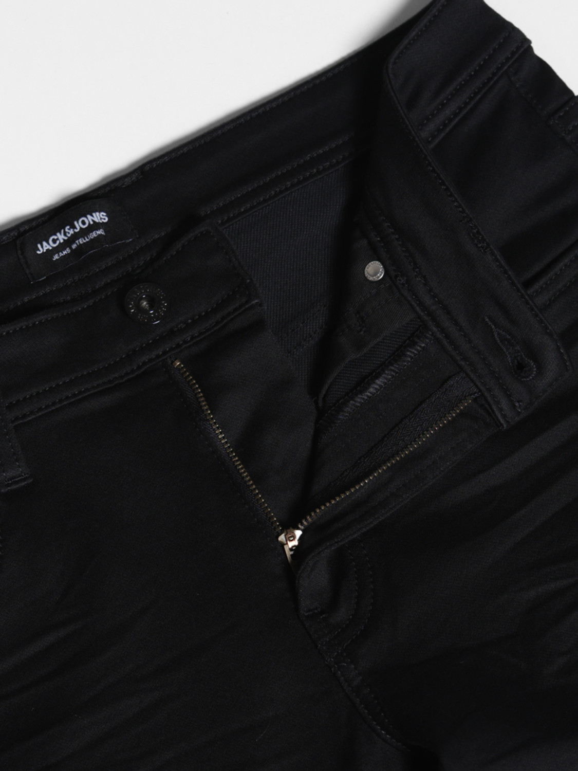 Image of JACK & JONES Men Slim Mid Rise Black Jeans