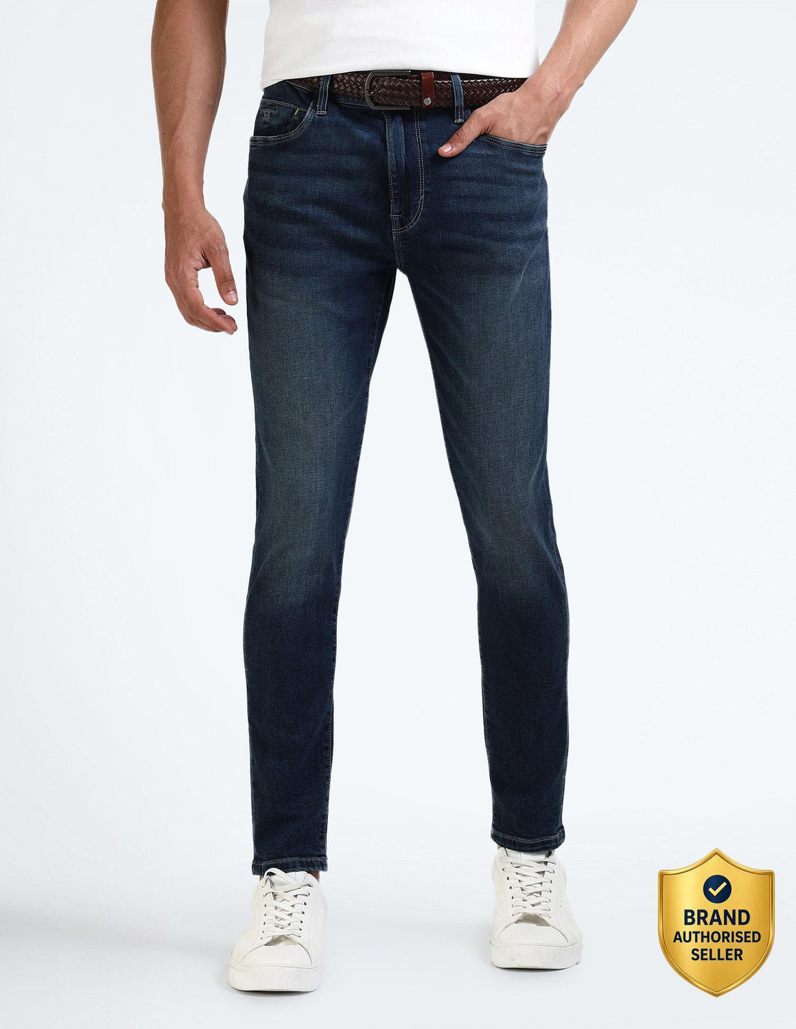Image of FLYING MACHINE Men Skinny Mid Rise Black Jeans