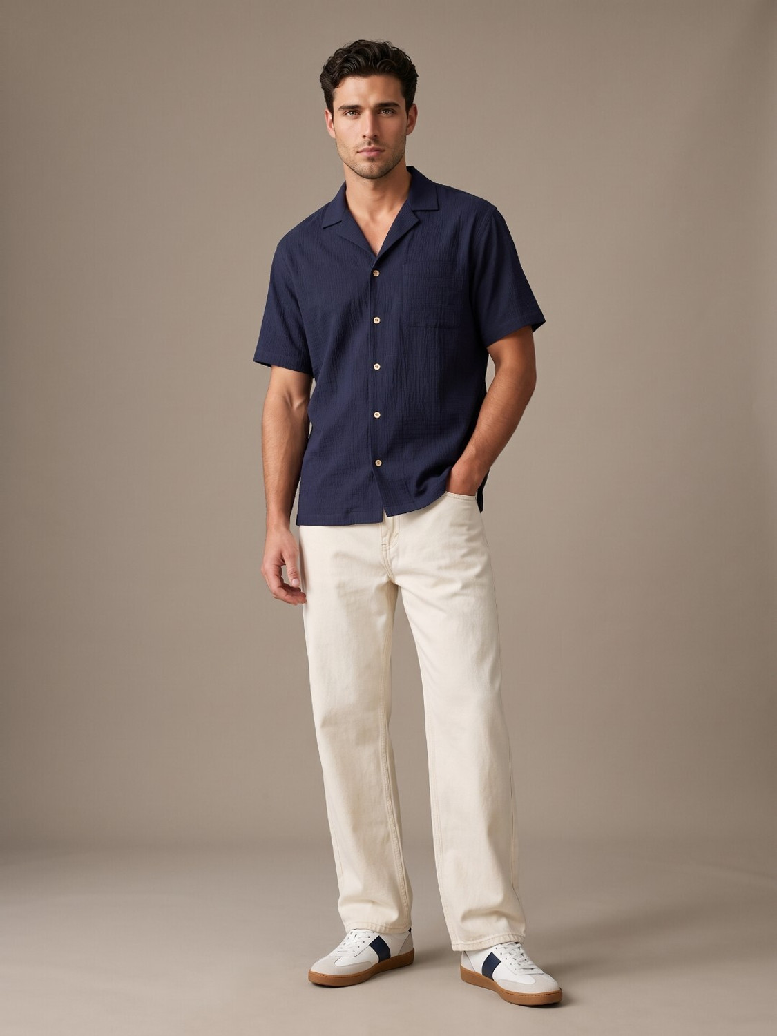 Image of Roadster Men Regular Mid Rise Beige Jeans