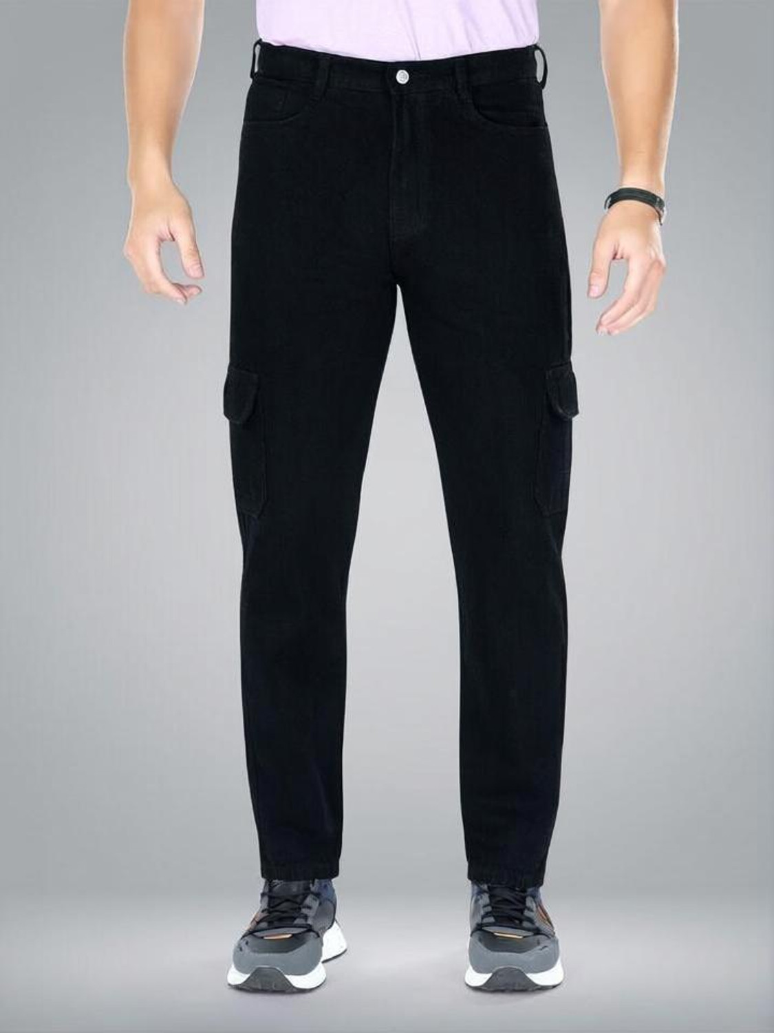 Image of M Q Denim Men Straight Fit Mid Rise Dark Blue Jeans