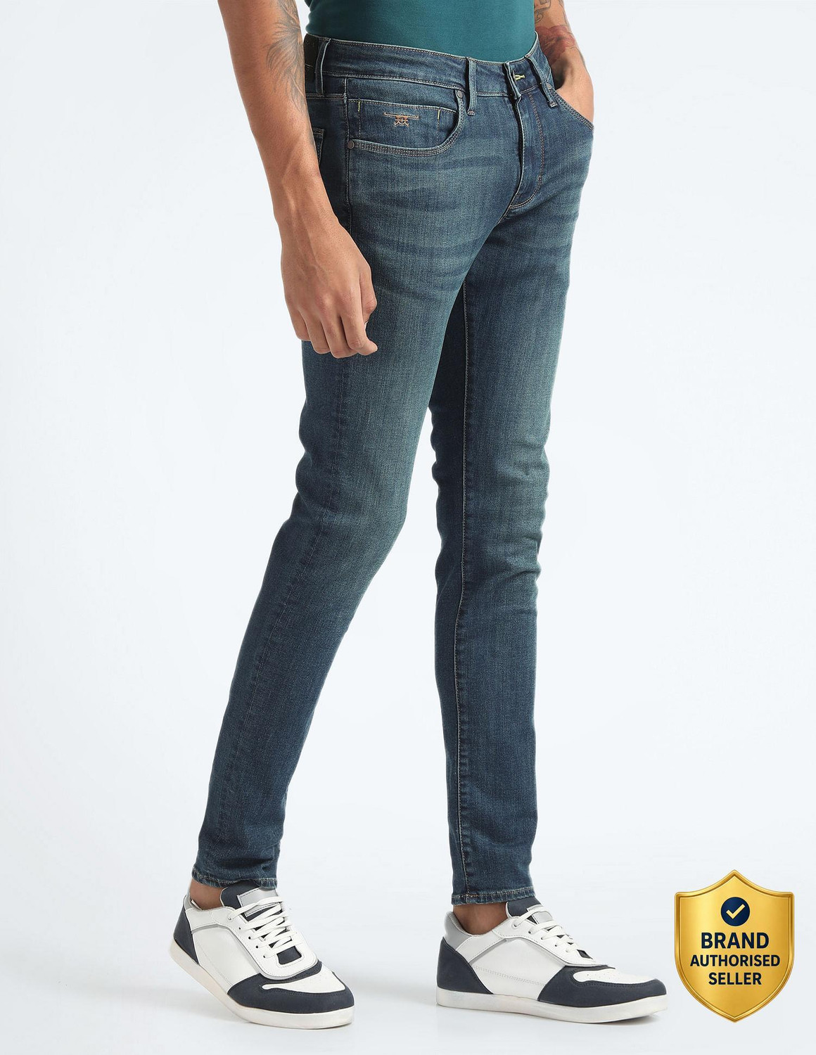 Image of FLYING MACHINE Men Skinny Mid Rise Black Jeans