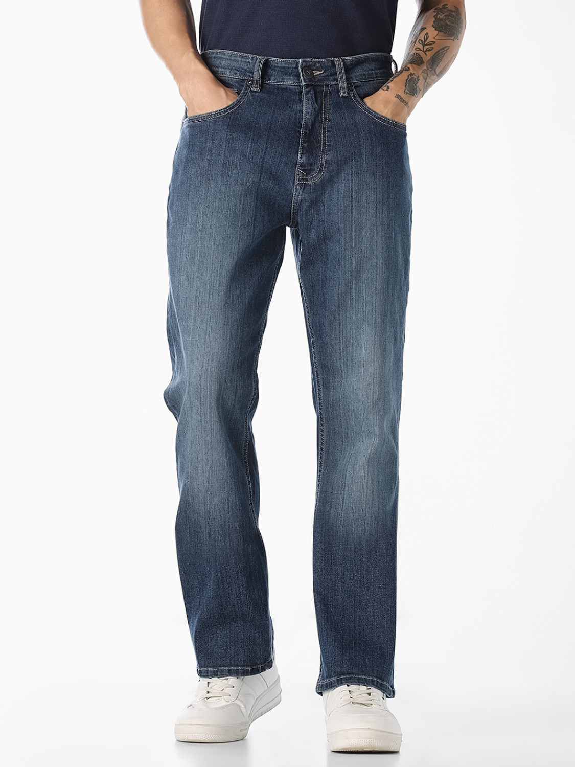 Image of JACK & JONES Men Slim Mid Rise Blue Jeans