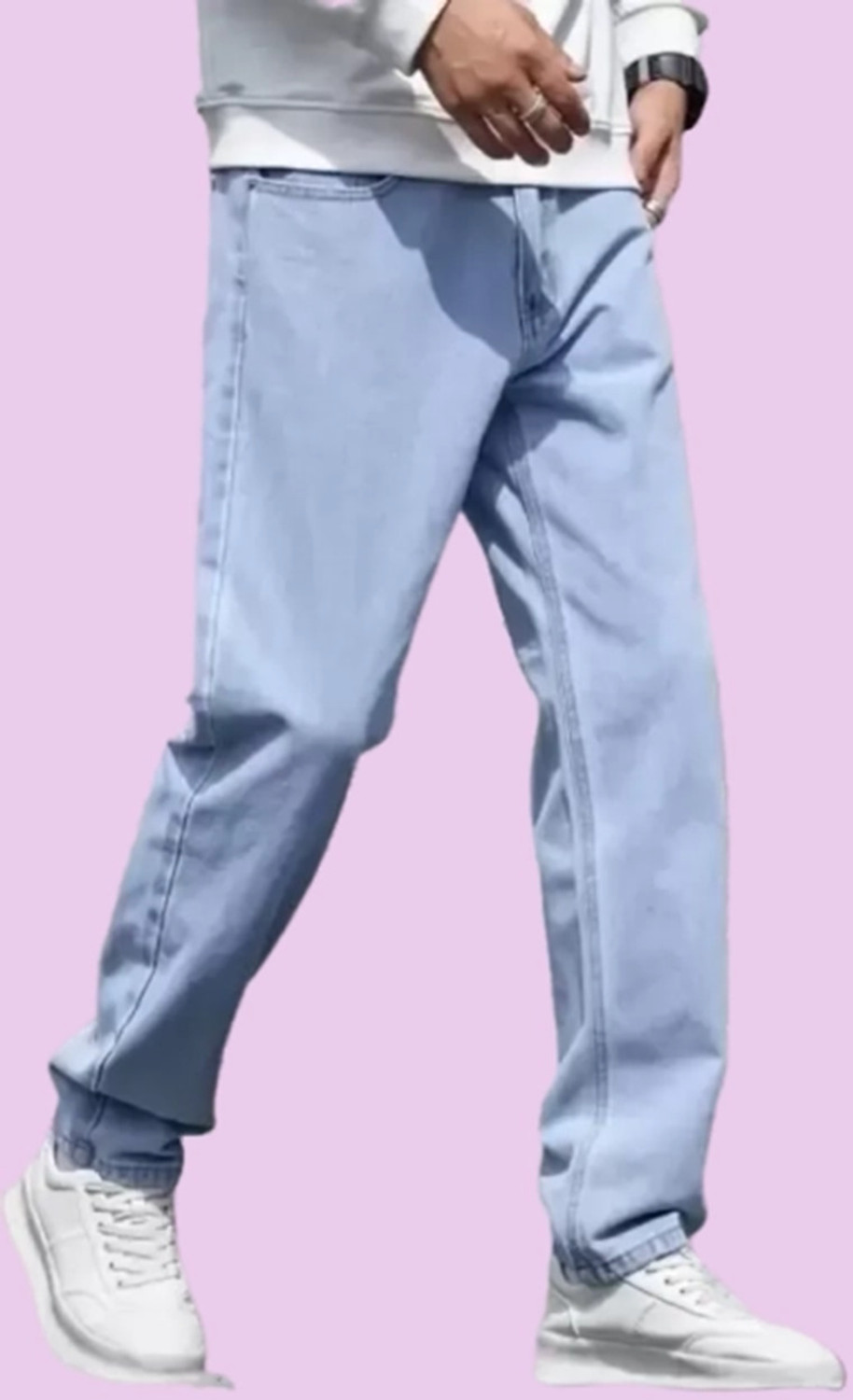 Image of Fader Men Loose Fit Mid Rise Light Blue Jeans