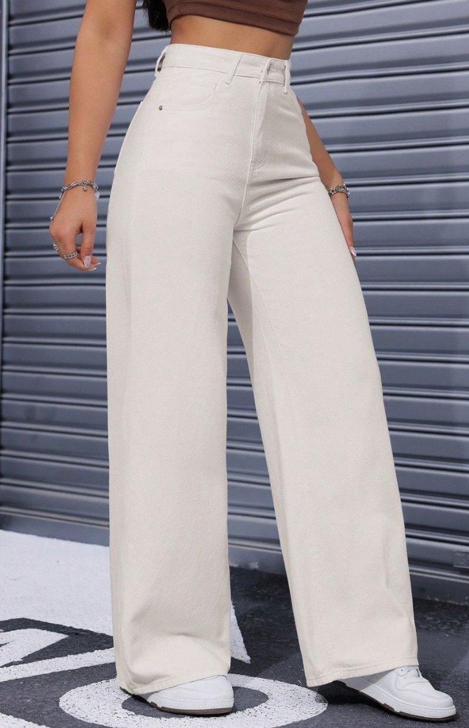 Image of VIBESTA Women Regular Mid Rise Beige Jeans