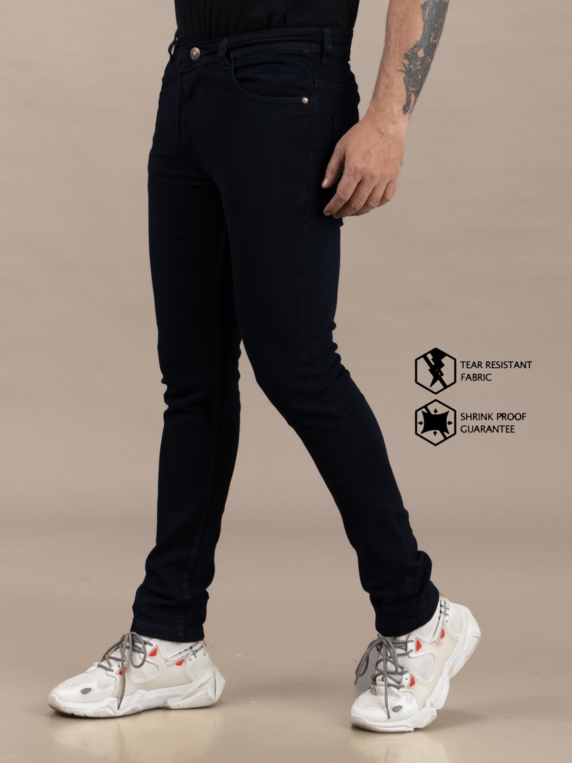 Image of CAMFITS Men Slim Mid Rise Black Jeans