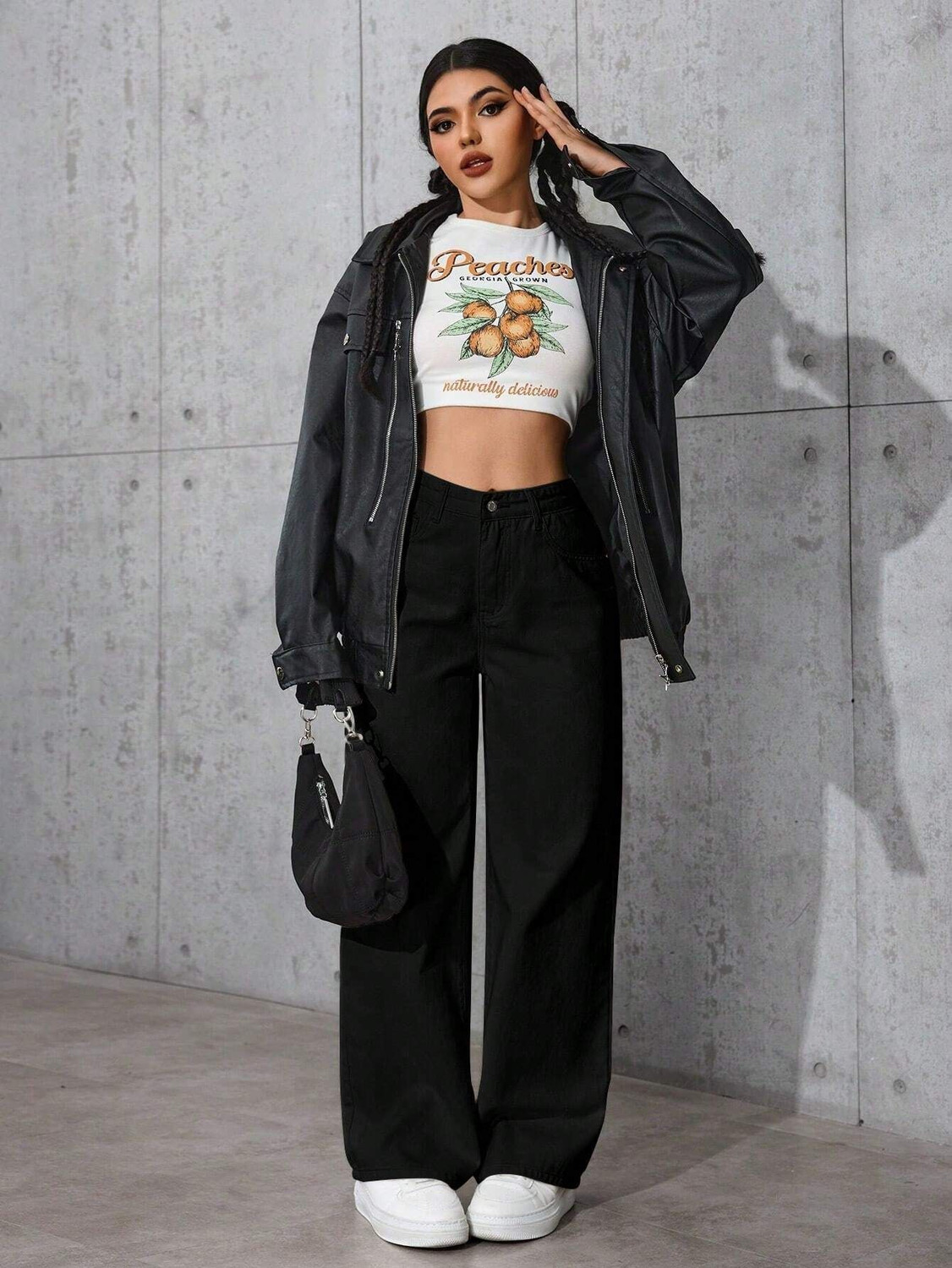 Image of MERCEL Women Wide Leg High Rise Black Jeans