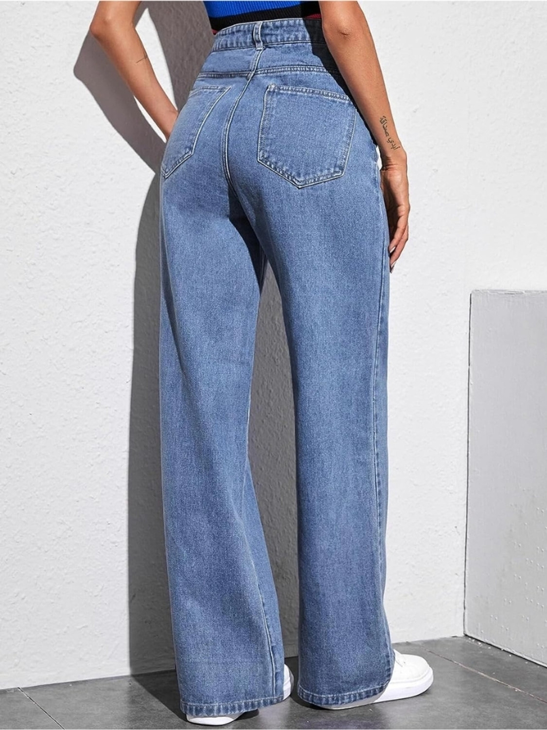 Image of Glossia Women Boyfriend High Rise Light Blue Jeans