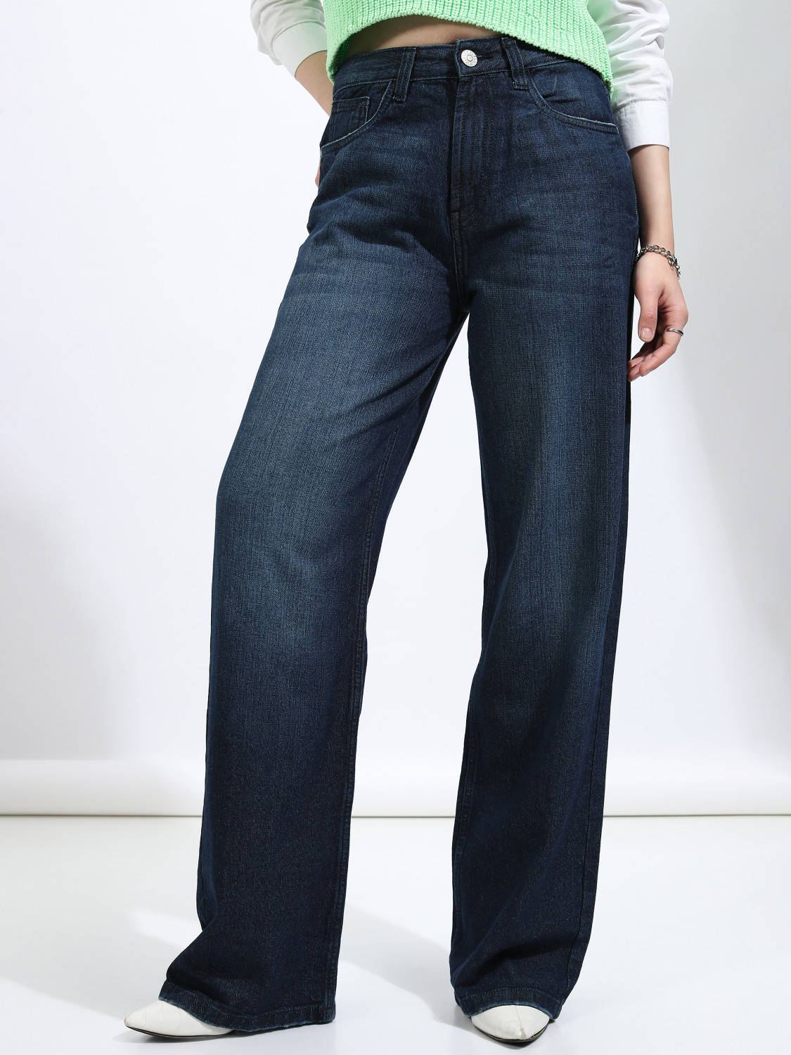 Image of STEPLE DENIMS Women Loose Fit High Rise Blue Jeans