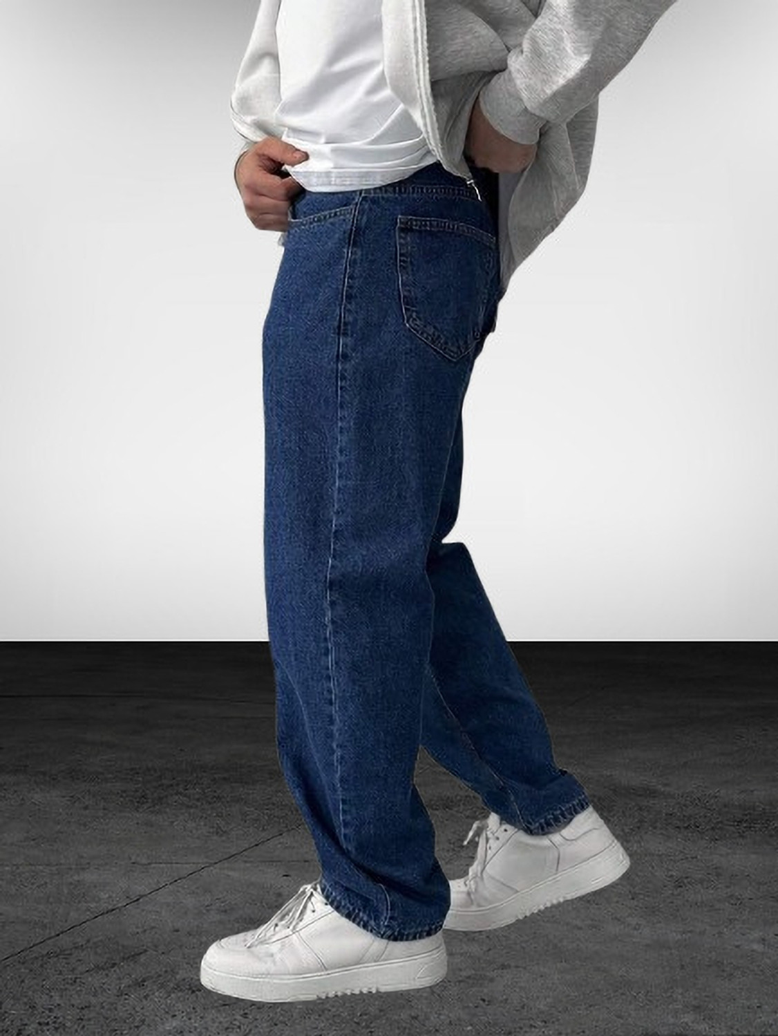 Image of HIGH DENIM Men Straight Fit Mid Rise Dark Blue Jeans
