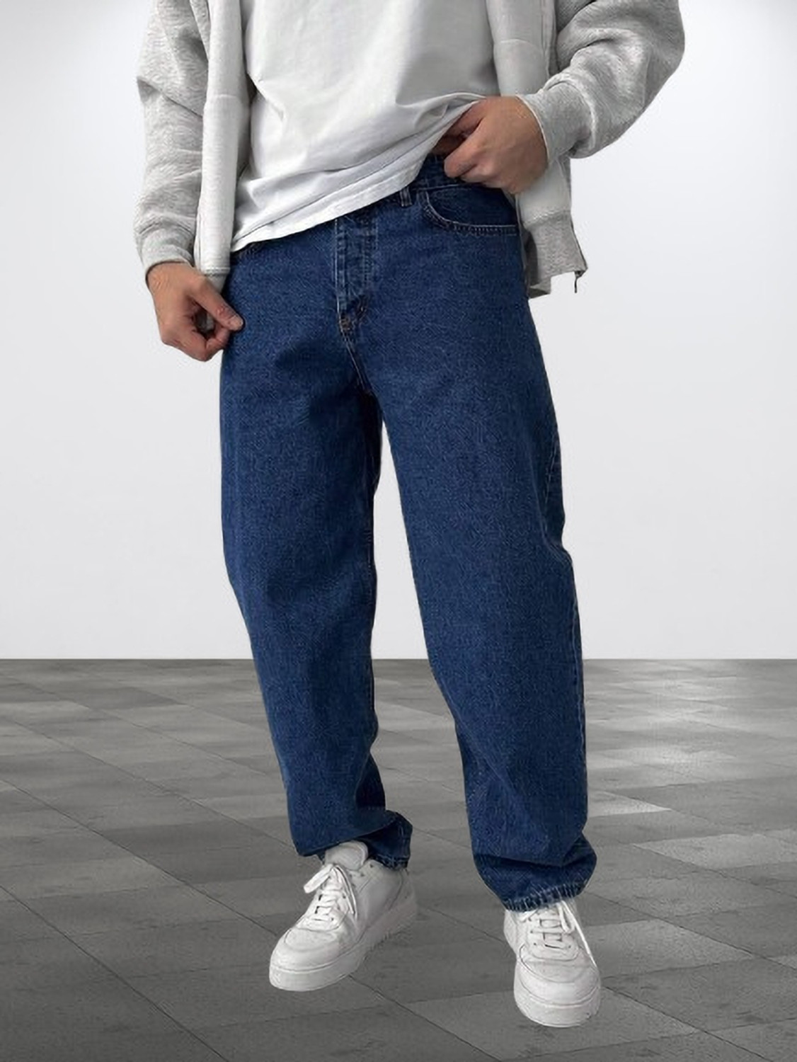 Image of HIGH DENIM Men Straight Fit Mid Rise Dark Blue Jeans
