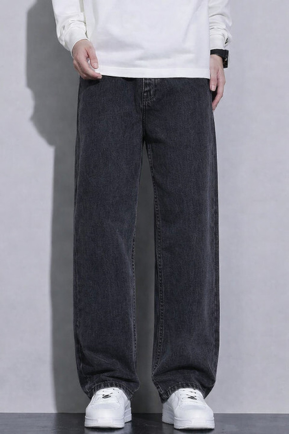 Image of 7 CUTS Men Loose Fit Mid Rise Grey Jeans