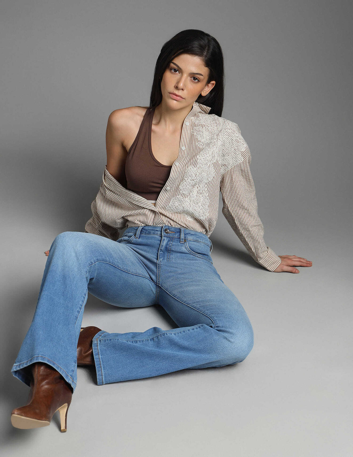 Image of FLYING MACHINE Women Boot-Leg Low Rise Blue Jeans