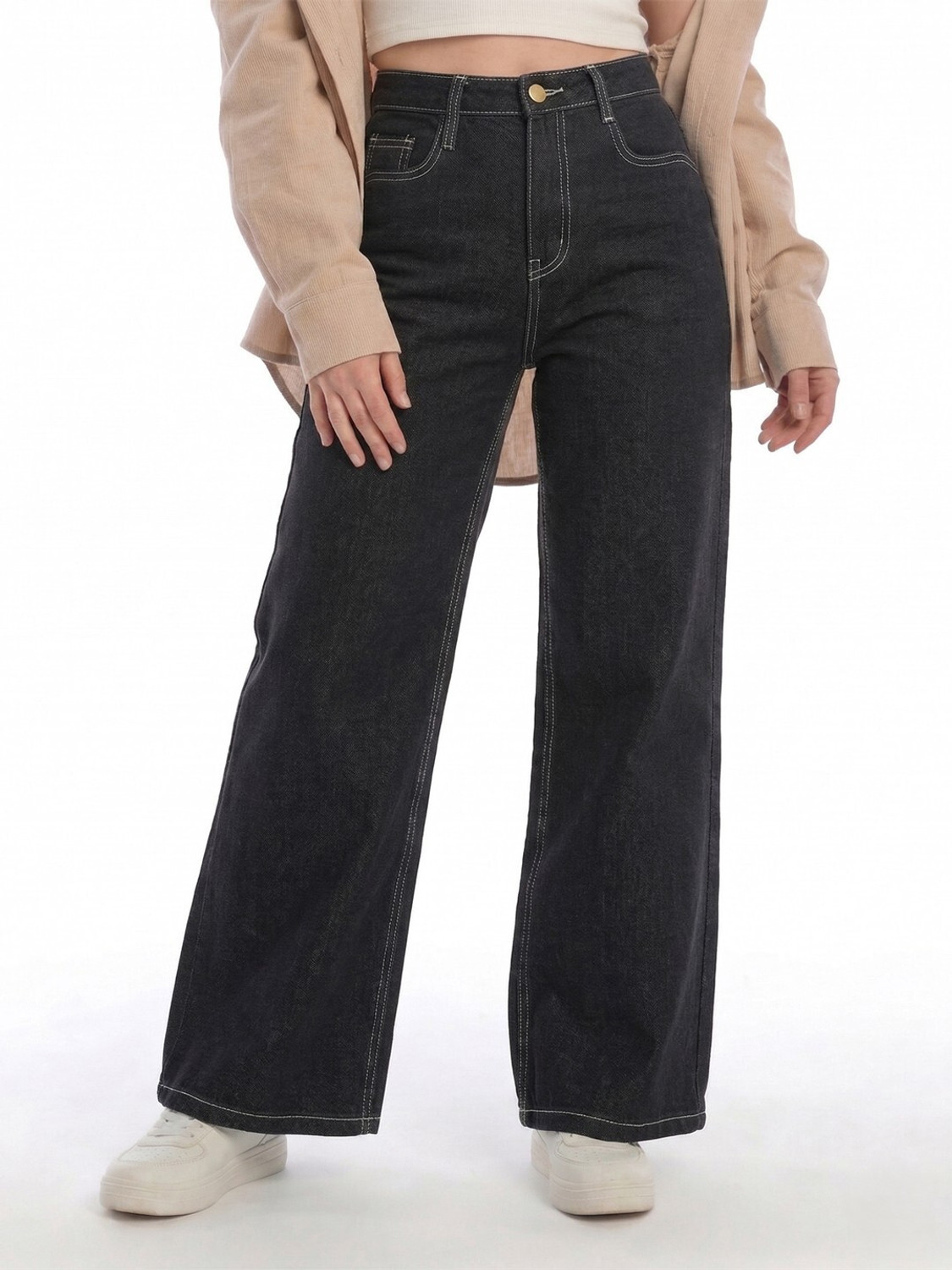 Image of Spykar Women Straight Fit Mid Rise Black Jeans