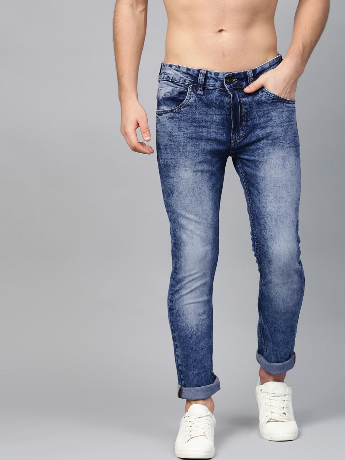 Image of Roadster Men Slim Mid Rise Blue Jeans