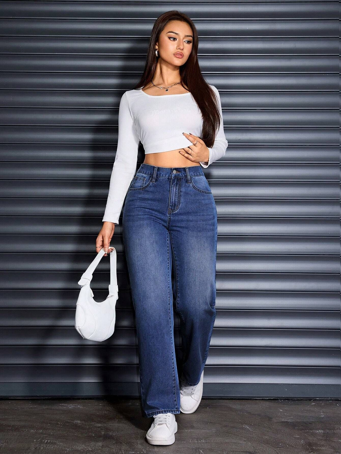 Image of LEDGE&EDGE Women Straight Fit High Rise Blue Jeans