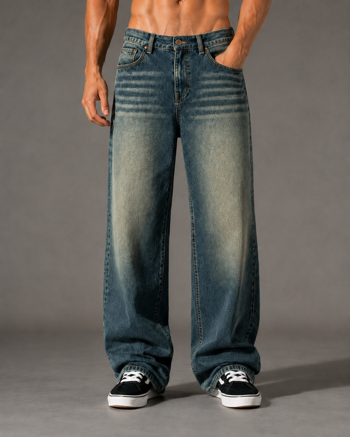 sanedi Men Baggy Fit High Rise Green Jeans - Image 1