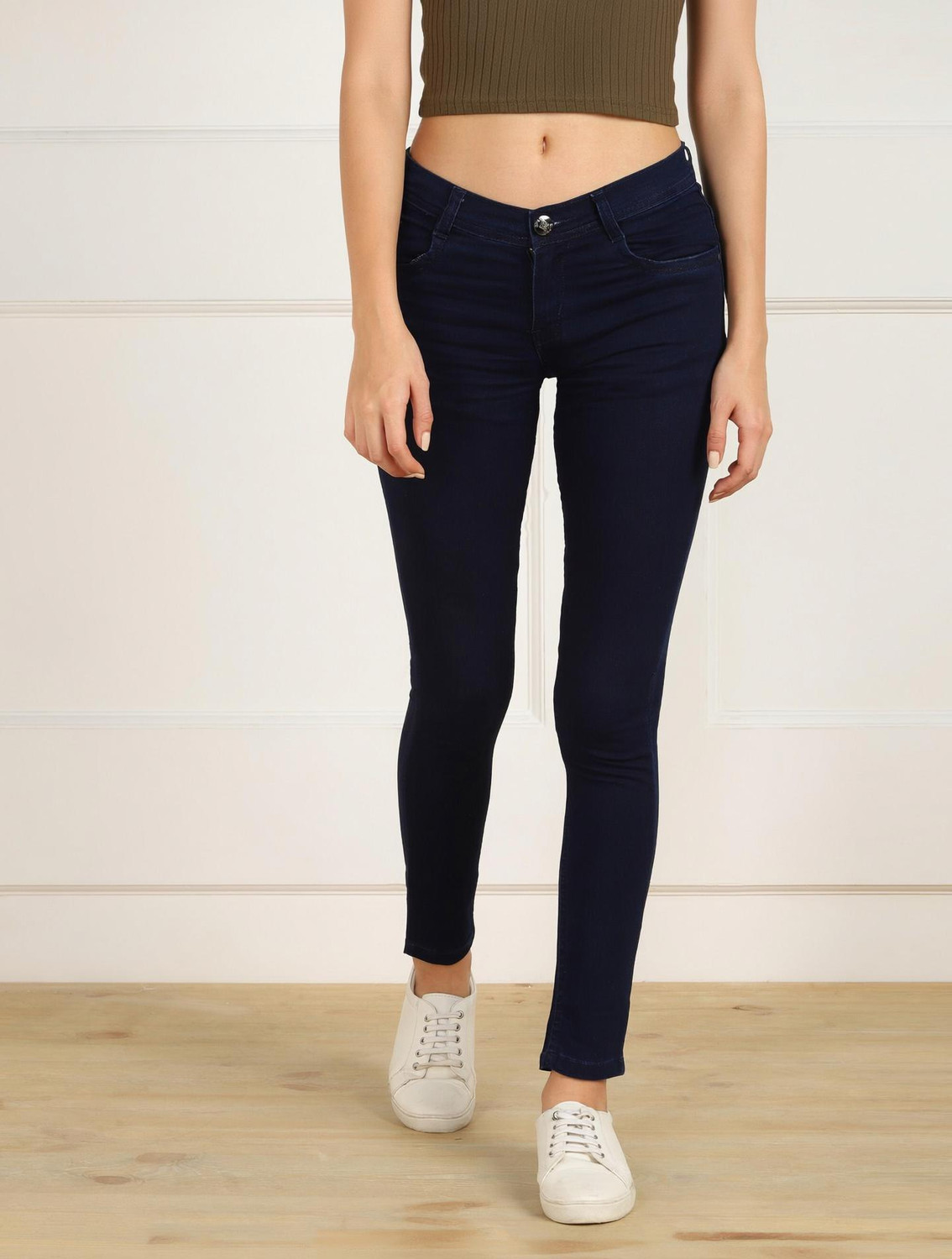 Image of RESBO Women Skinny Mid Rise Multicolor Jeans