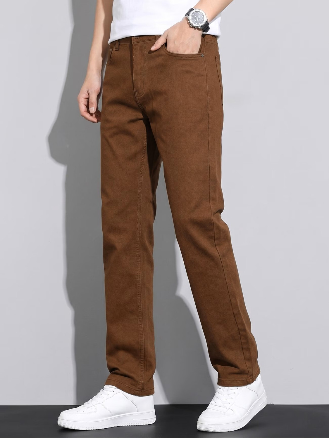 Image of STUDIO NEXX Men Regular Mid Rise Dark Green Jeans
