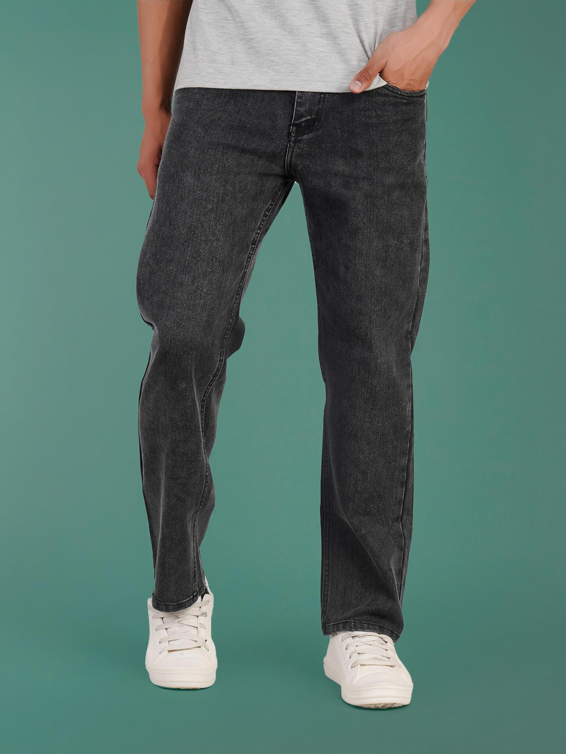 Image of HIGH DENIM Men Straight Fit Mid Rise Dark Blue Jeans