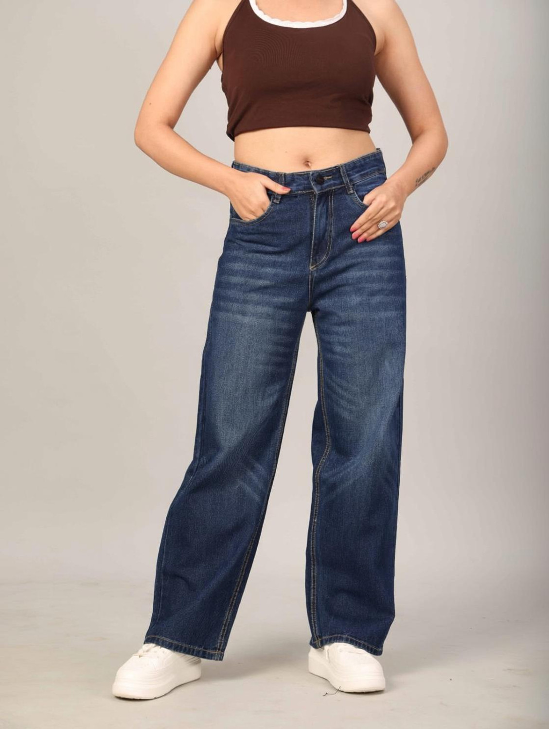 Image of LEDGE&EDGE Women Straight Fit High Rise Blue Jeans