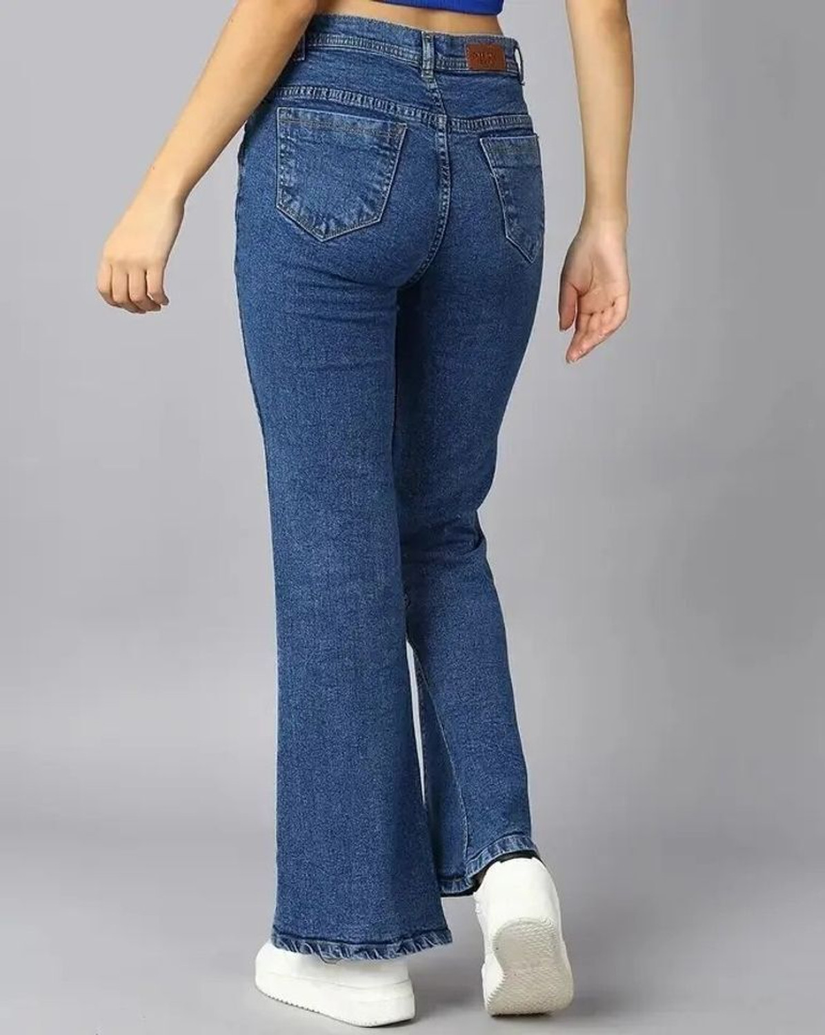 Image of M MODDY Bell Bottom Women Flared High Rise Blue Jeans