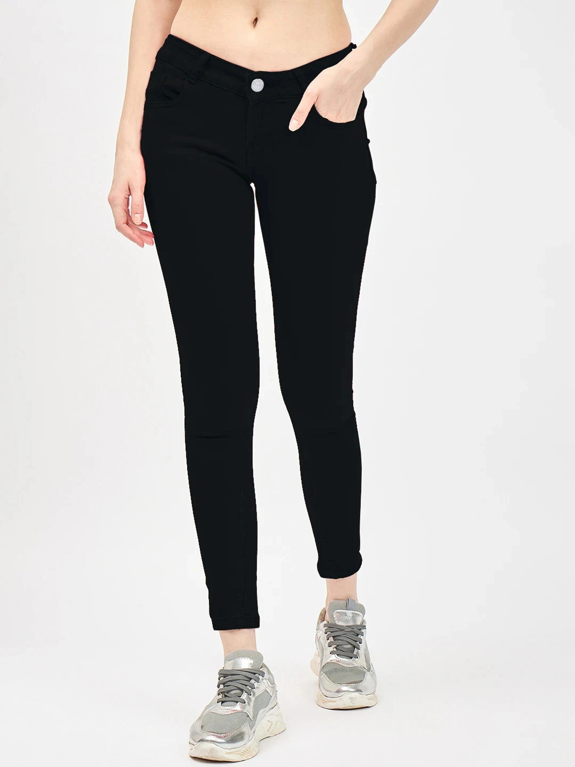 Image of RESBO Women Skinny Mid Rise Multicolor Jeans
