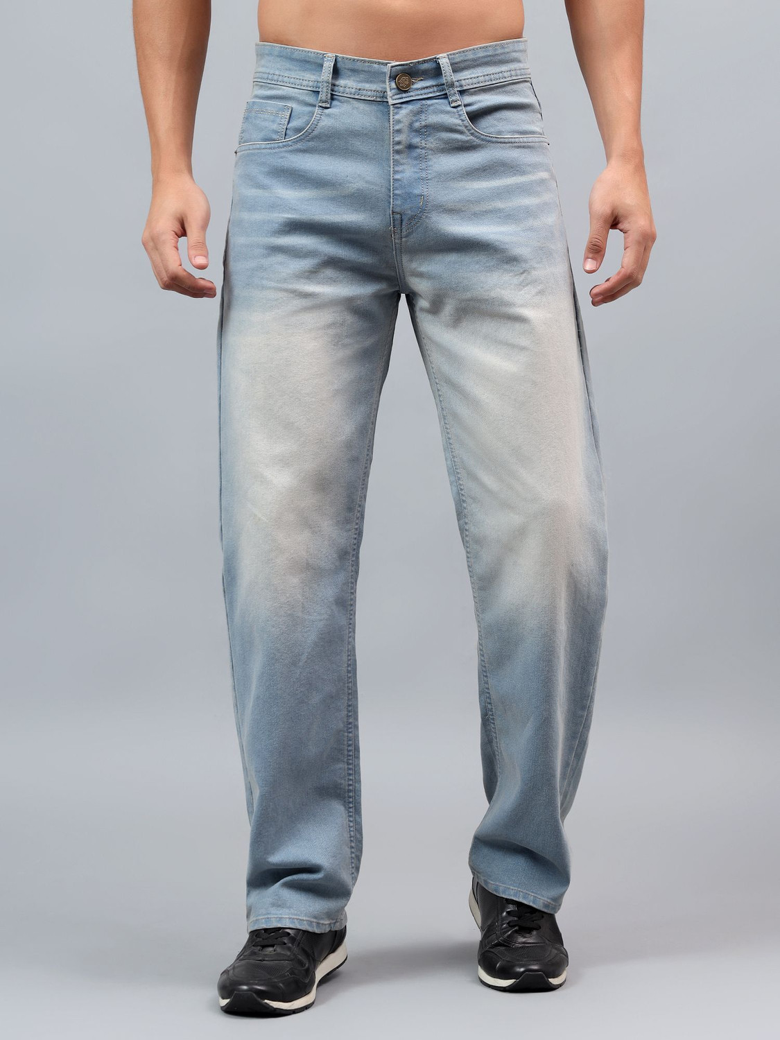 Image of 7 CUTS Men Loose Fit Mid Rise Grey Jeans