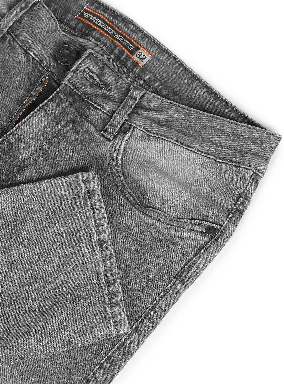 Image of FLYING MACHINE Men Slim Mid Rise Grey Jeans