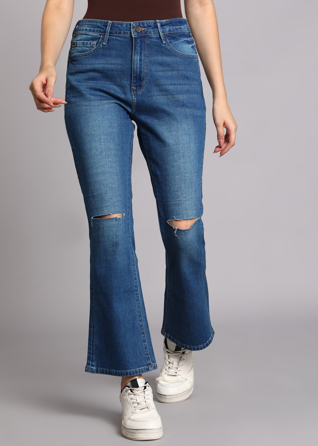 Image of Spykar Women Straight Fit High Rise Dark Blue Jeans
