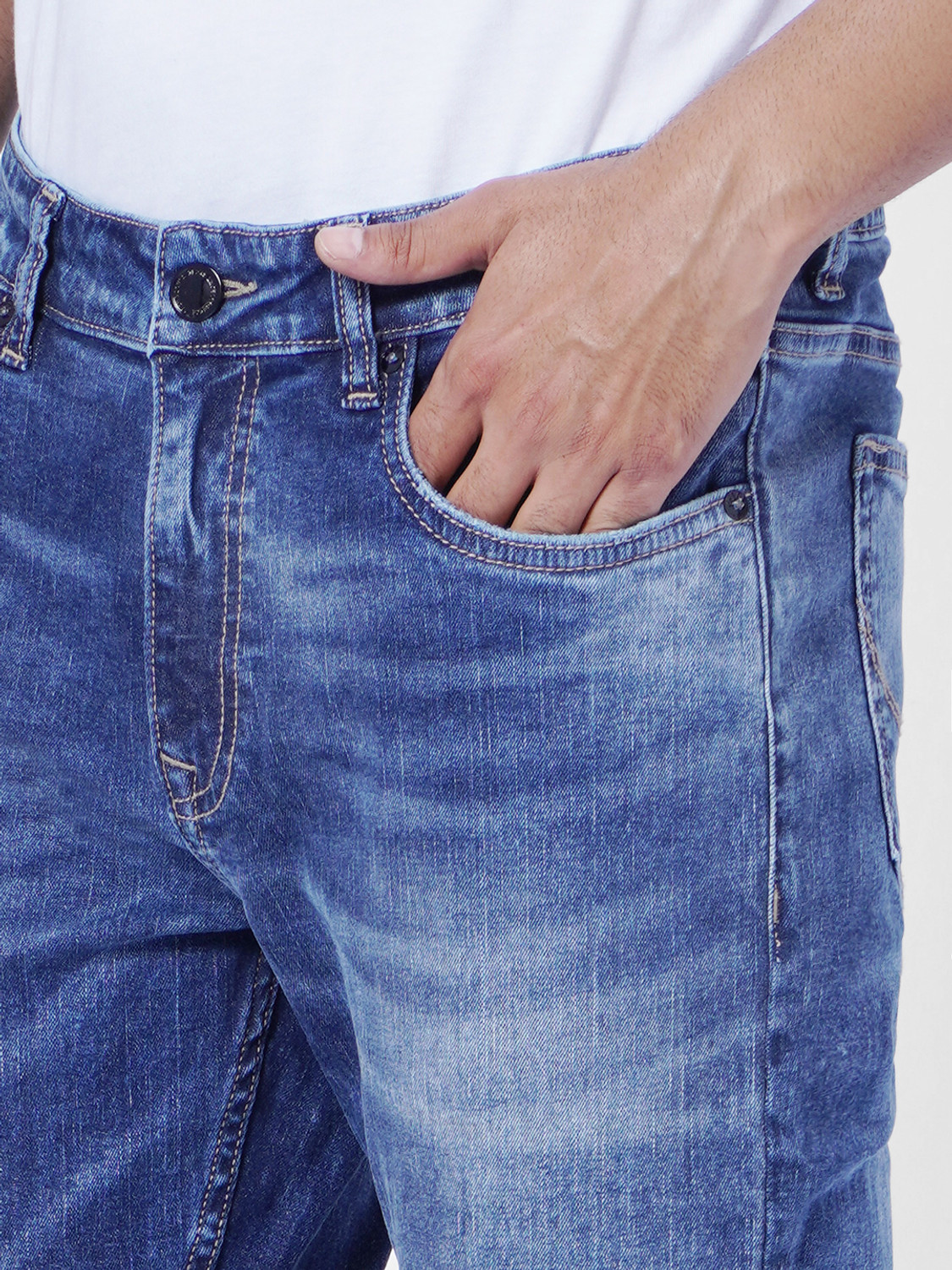 Image of JACK & JONES Men Slim Mid Rise Blue Jeans