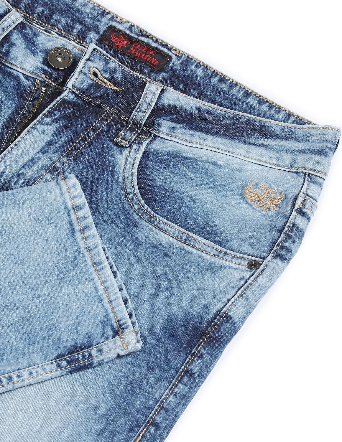 Image of FLYING MACHINE Men Skinny Low Rise Blue Jeans