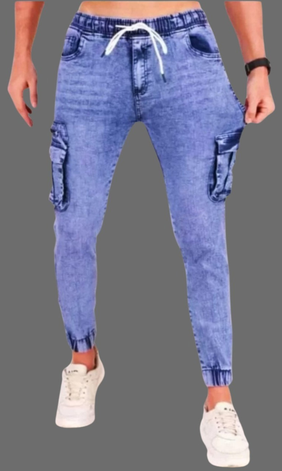 Image of Hubberholme Men Jogger Fit Mid Rise Blue Jeans