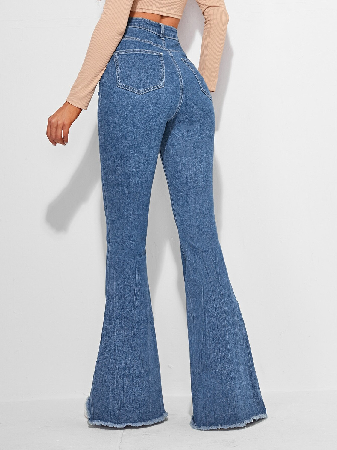 Image of Robecult Women Boot-Leg High Rise Blue Jeans