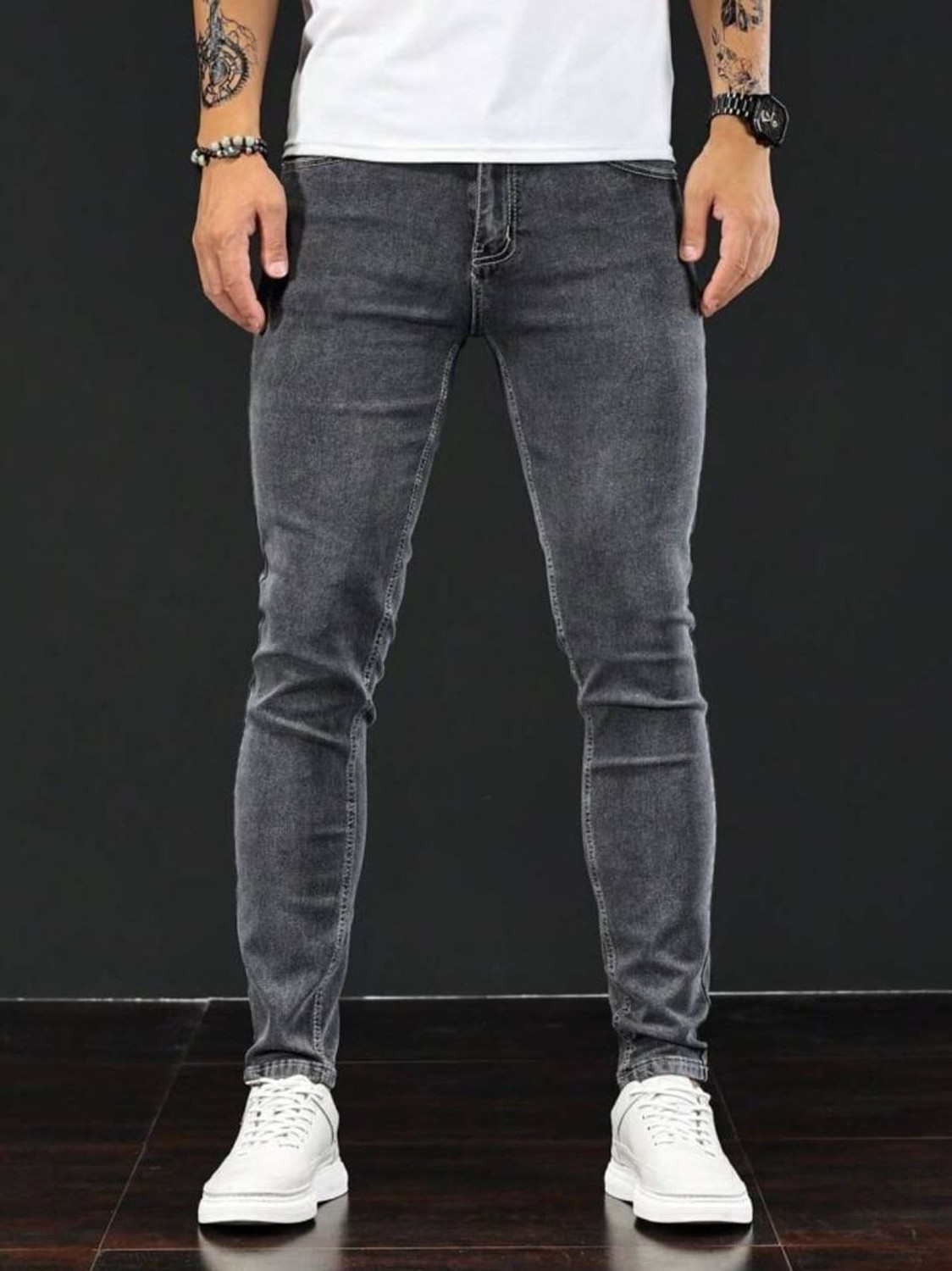 Image of Mast & Harbour Men Skinny Mid Rise Black Jeans