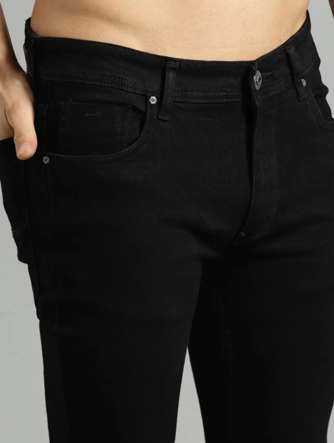 Image of CAMFITS Men Slim Mid Rise Black Jeans