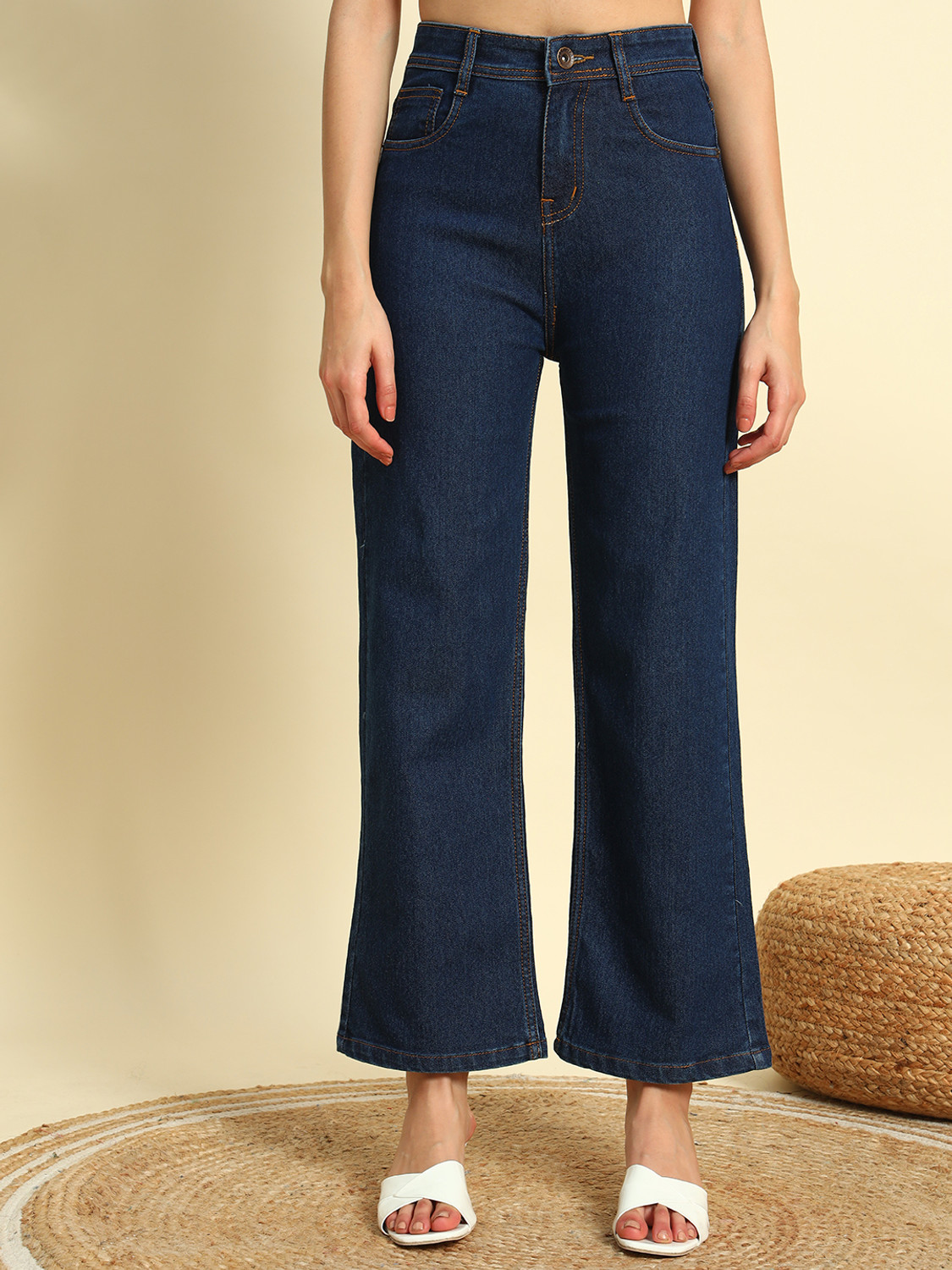 Image of STEPLE DENIMS Women Loose Fit High Rise Blue Jeans