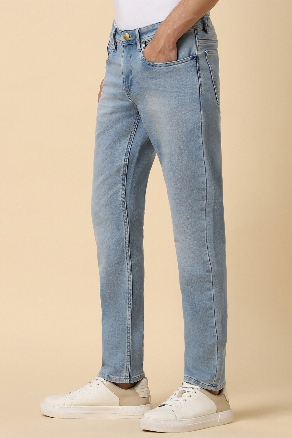 Image of Allen Solly Men Slim Mid Rise Blue Jeans