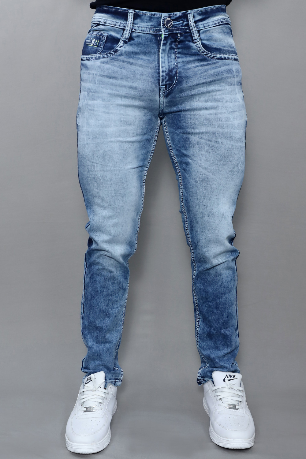 Image of PLOUNGE Men Regular Mid Rise Blue Jeans