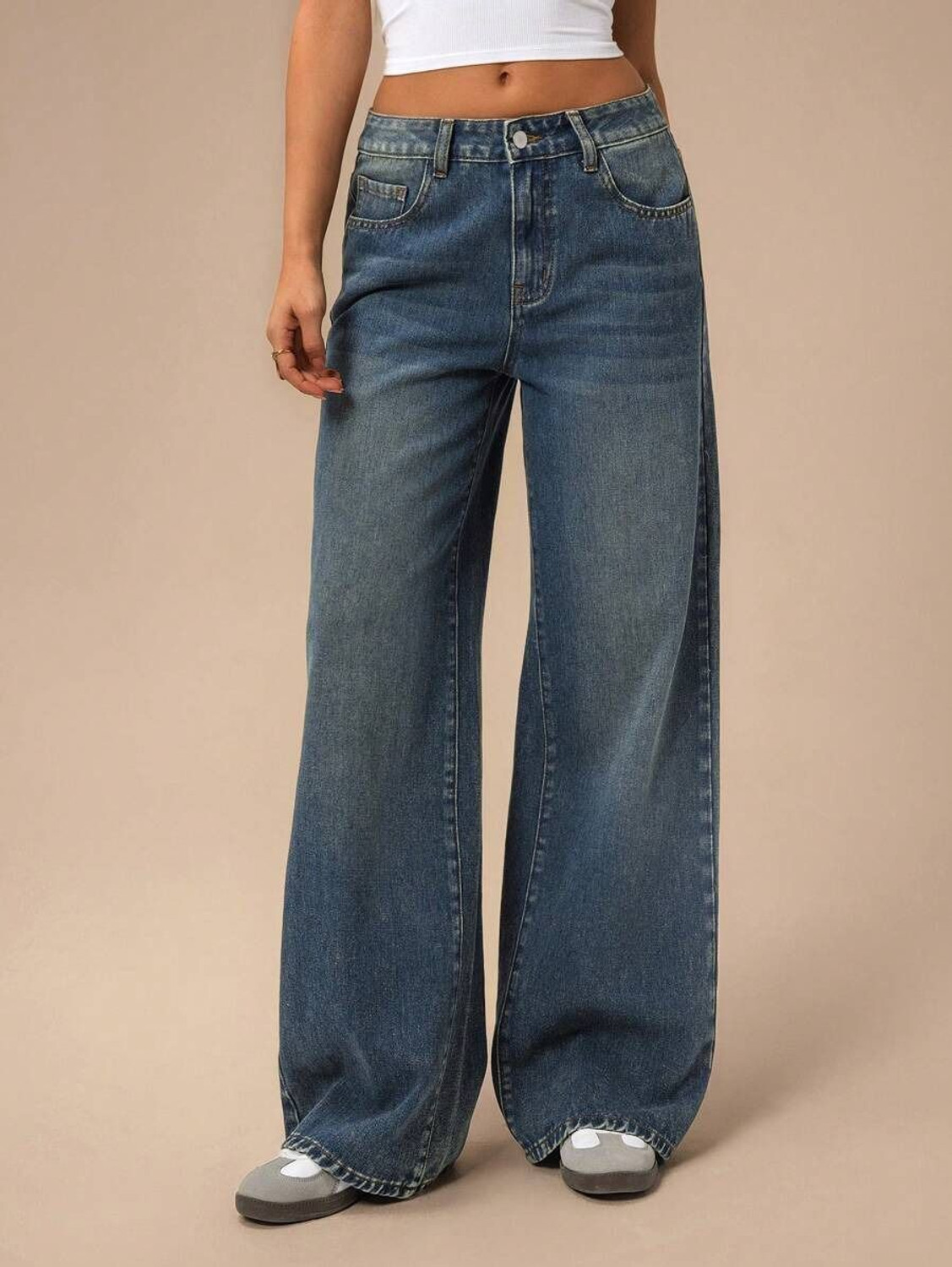 Image of STEPLE DENIMS Women Loose Fit High Rise Blue Jeans