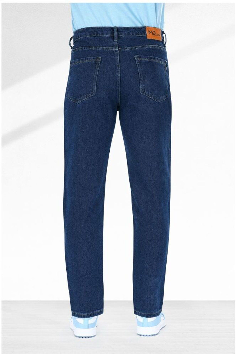 Image of M Q Denim Men Straight Fit Mid Rise Dark Blue Jeans