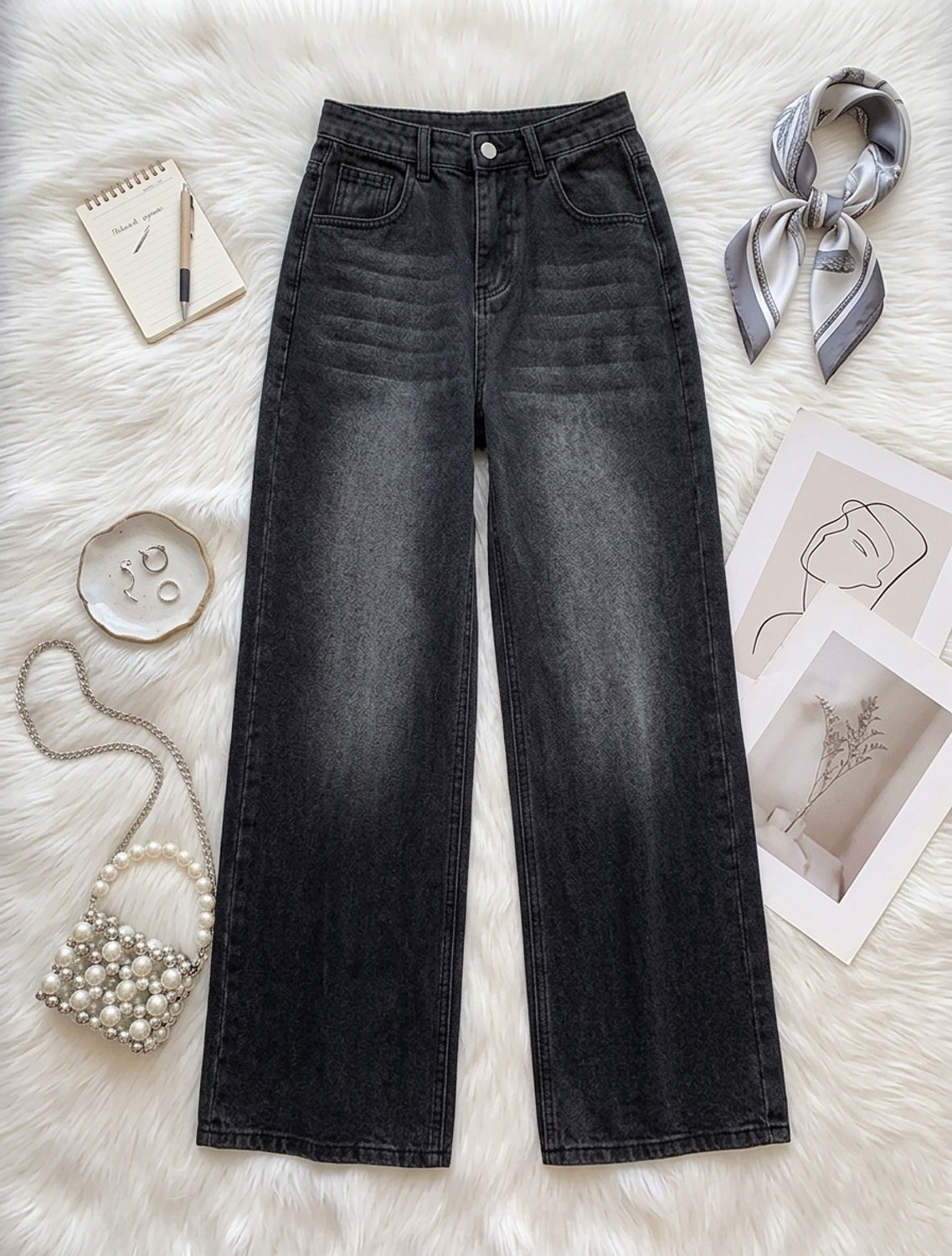 Image of Home Nation Women Wide Leg Mid Rise Light Blue Jeans