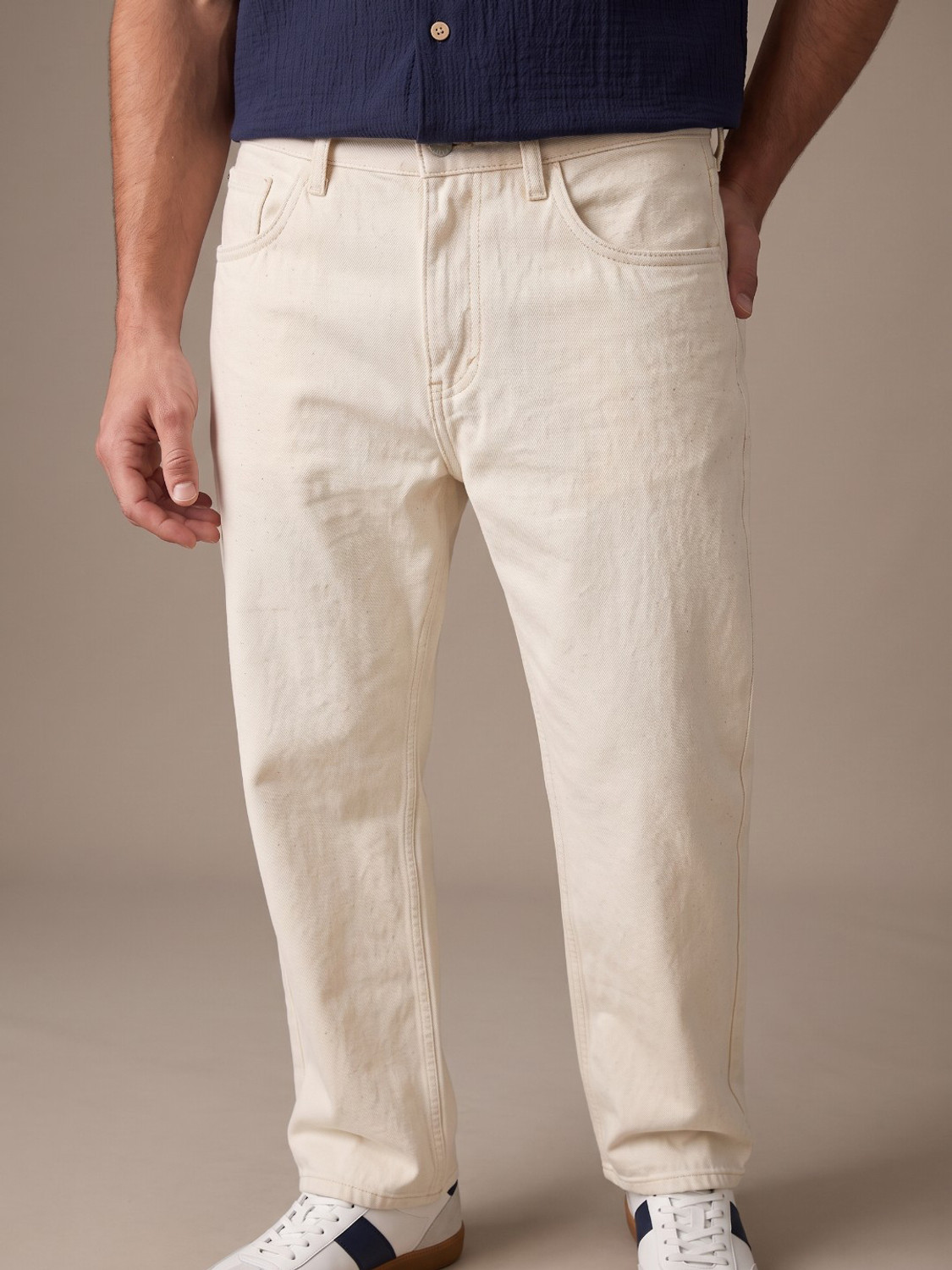 Image of Roadster Men Regular Mid Rise Beige Jeans