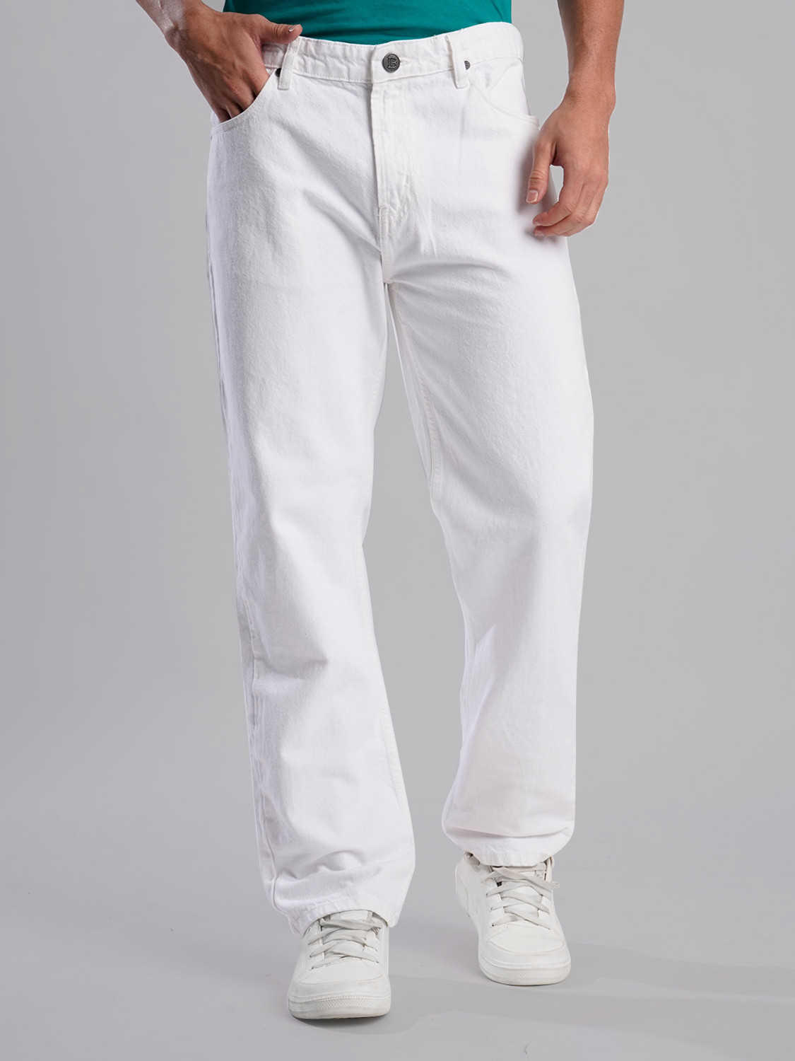 Bene Kleed Relaxed Fit Men White Jeans - Image 6