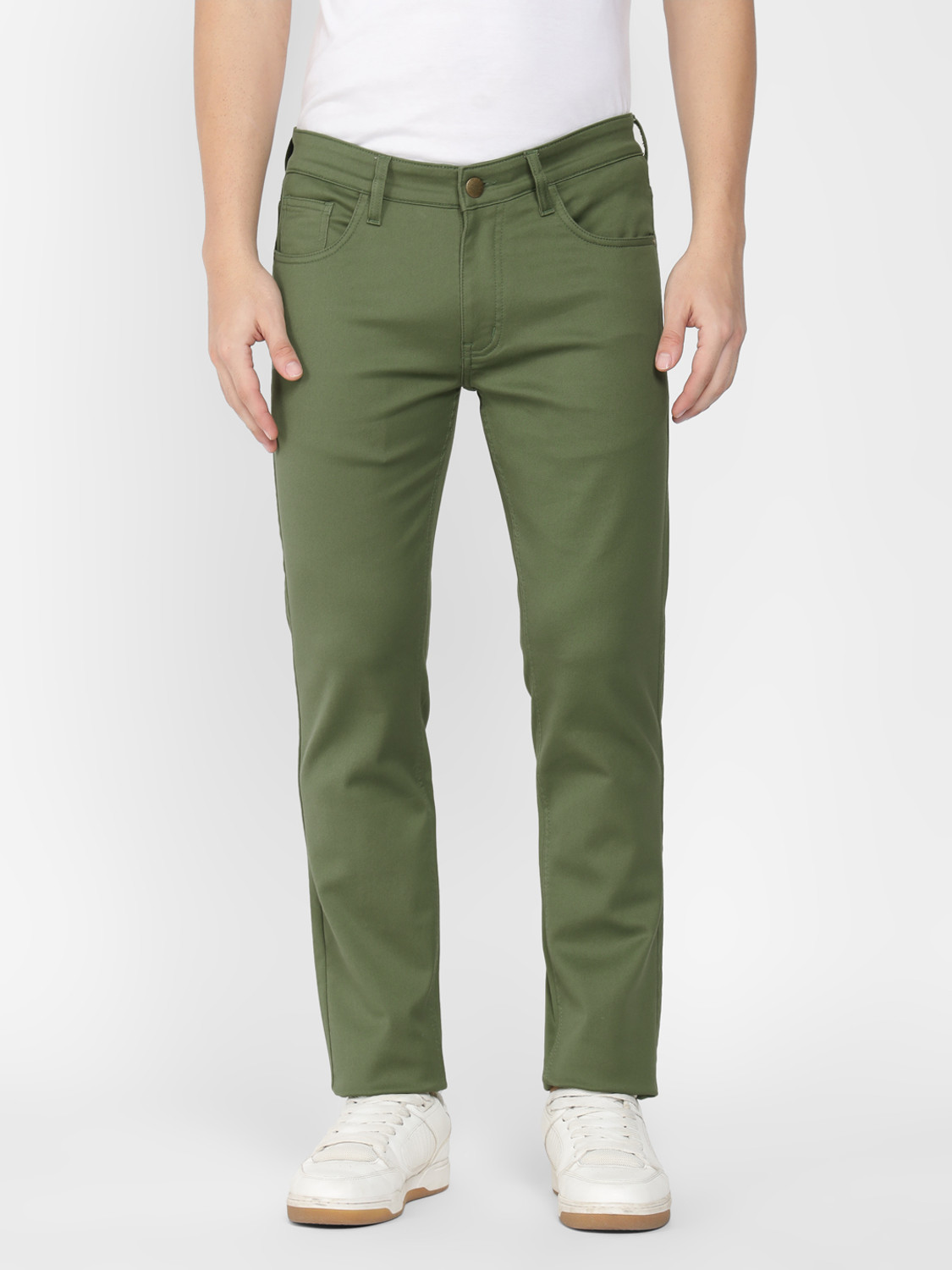 Image of STUDIO NEXX Men Regular Mid Rise Dark Green Jeans