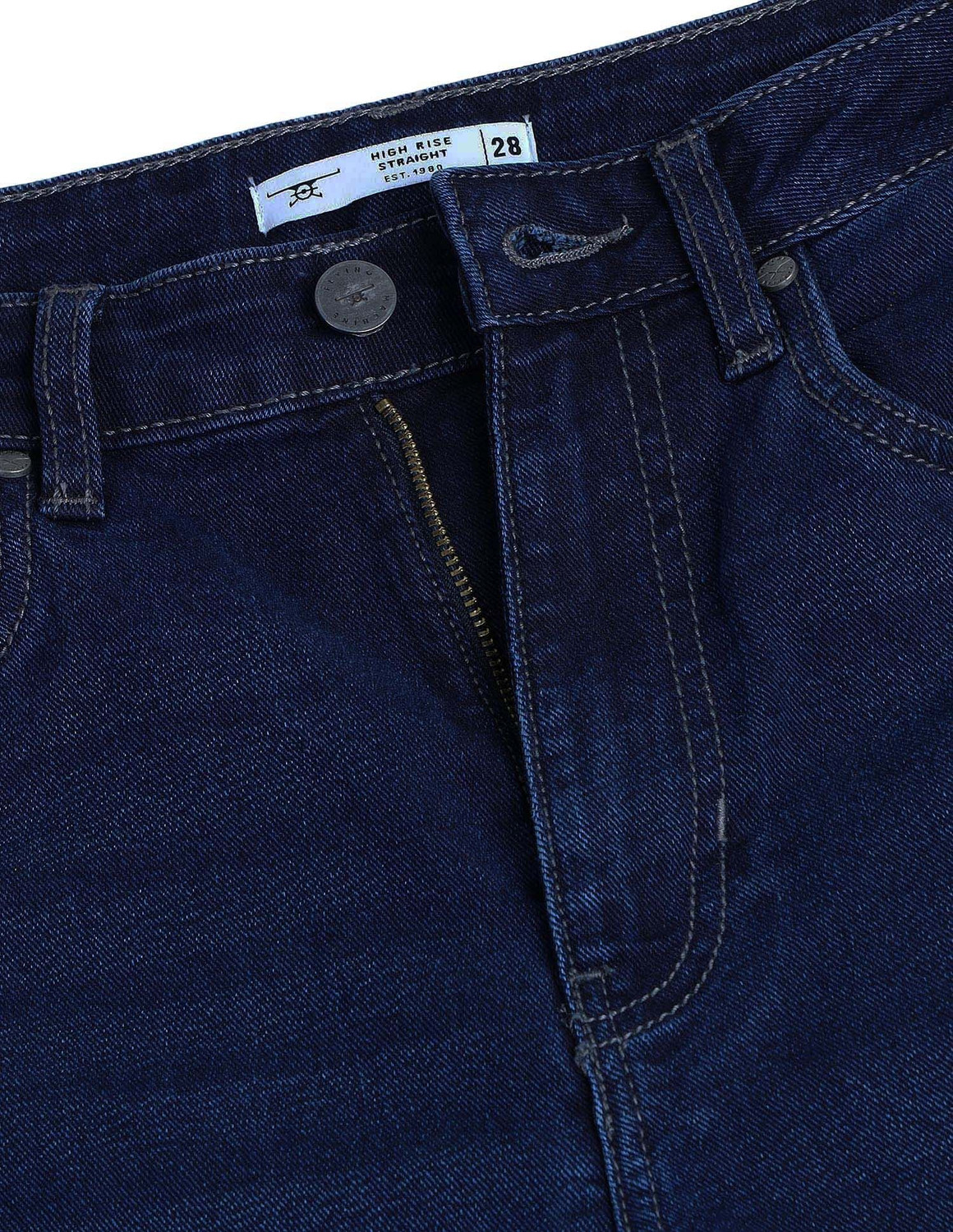 Image of FLYING MACHINE Women Straight Fit High Rise Blue Jeans