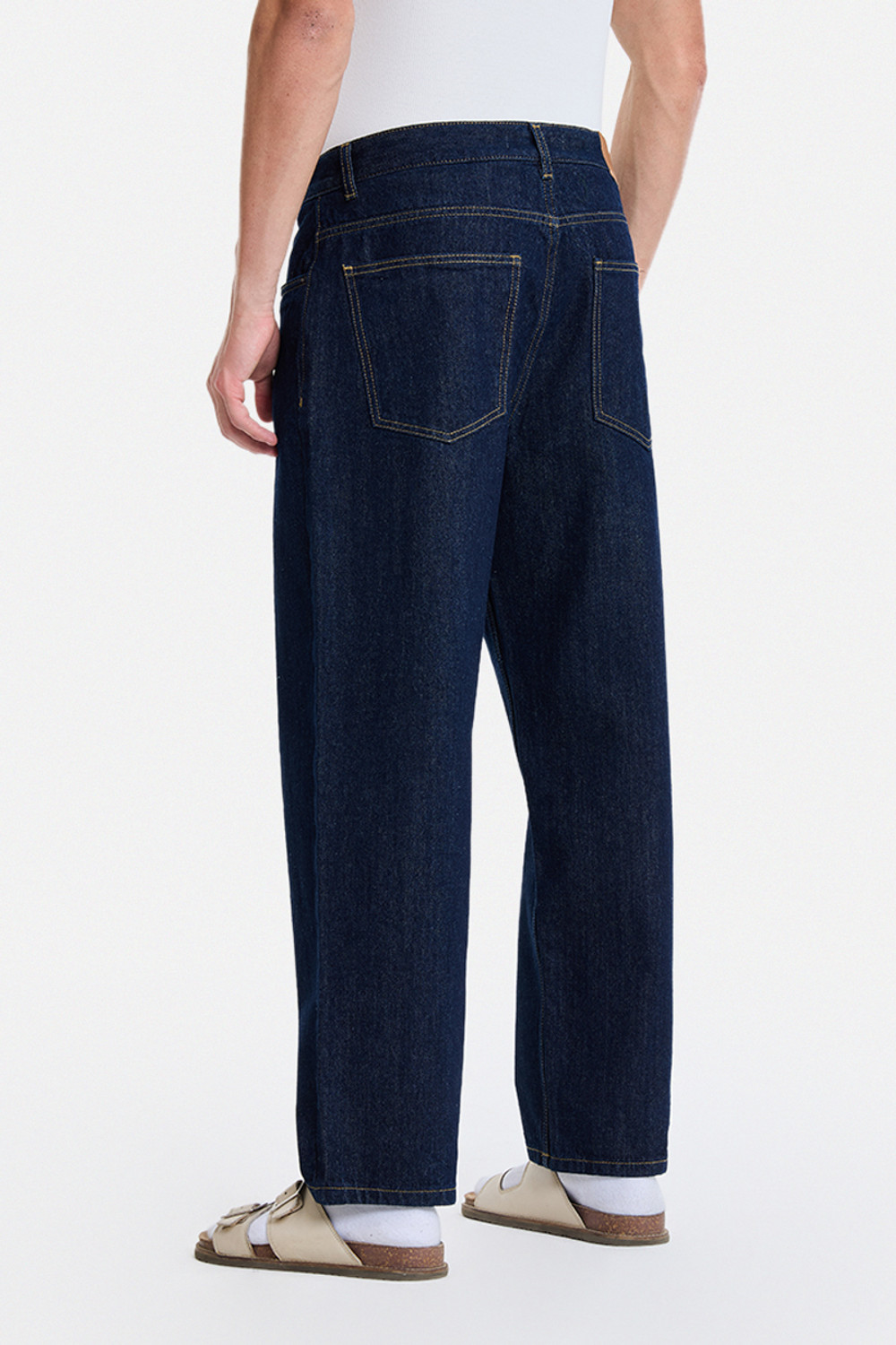 Image of Snitch Men Loose Fit Mid Rise Dark Blue Jeans