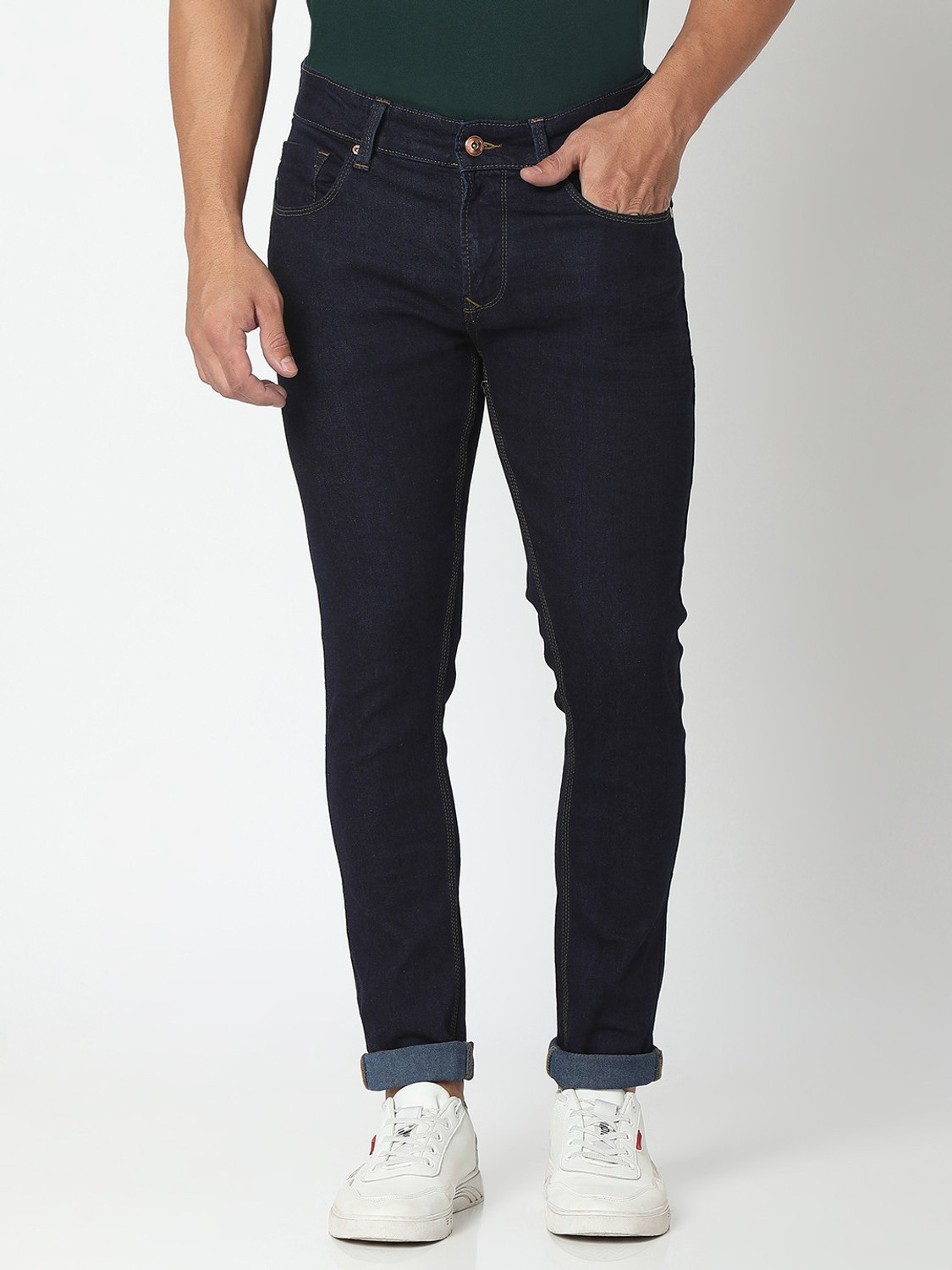 Image of Spykar Men Regular Mid Rise Blue Jeans