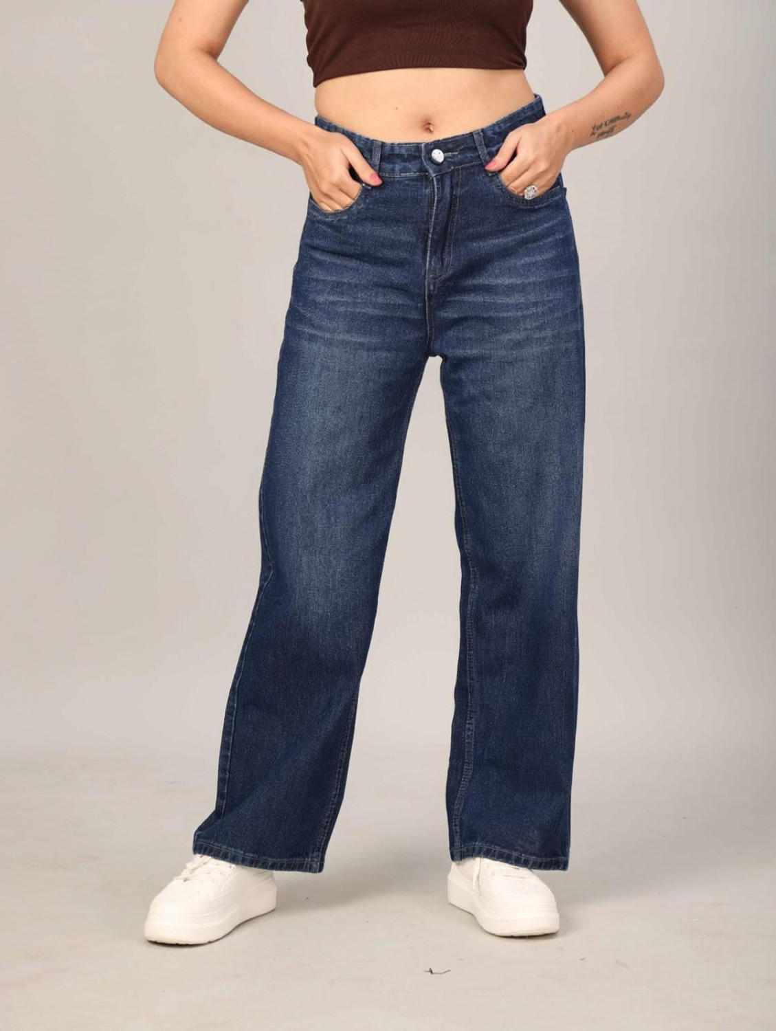 Image of LEDGE&EDGE Women Straight Fit High Rise Blue Jeans