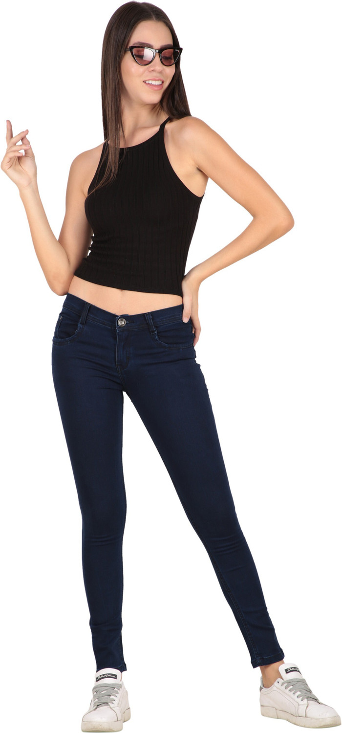 Image of RESBO Women Skinny Mid Rise Multicolor Jeans