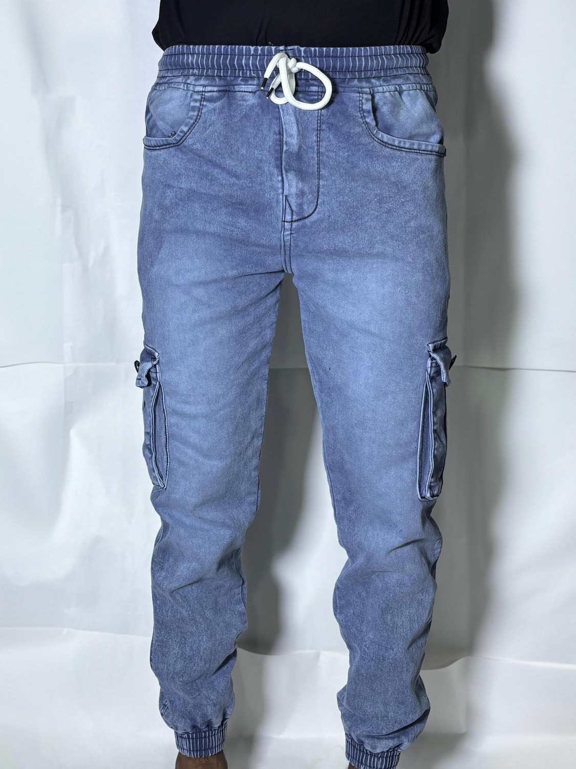 Image of ABFY ZOO Men Jogger Fit Mid Rise Blue Jeans